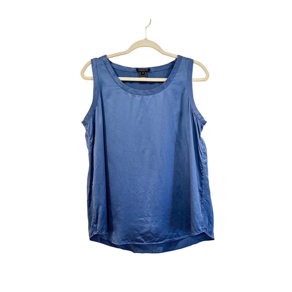 Lafayette 148 New York Perla Reversible Silk Tank Top Blouse Blue Large L